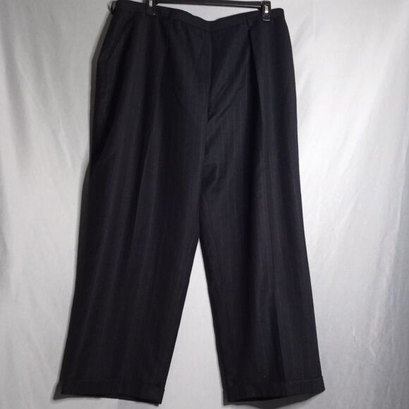 Jones New York Pure Wool Women's Gray Stripe Straight Leg Dress Pants Size 24PW - Picture 1 of 10